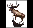 Life Size Bronze Moose on Rock Statue