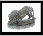 Bronze Hunting Lion Sculpture