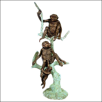 Bronze Monkey Family Sculpture