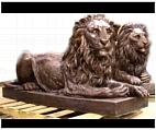 Bronze Life Size Lion Sculptures on Bases