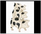 Three's a Company Black and White Pig Sculpture - Cast Iron