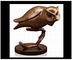 Watchful Owl Sculpture - Brass