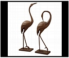 Set of Two Tall Aluminum Crane Sculptures