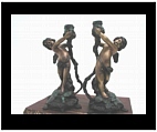 Set of Bronze Cherub Candle Holders - 12