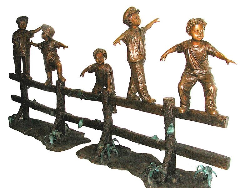 Crossing Over Children Bronze Sculpture