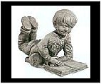 Boy Reading Statue for Garden