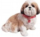 Large Shih Tzu Sculpture in Gold and White Finish