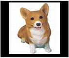 Red and White Pembroke Welsh Corgi Statue