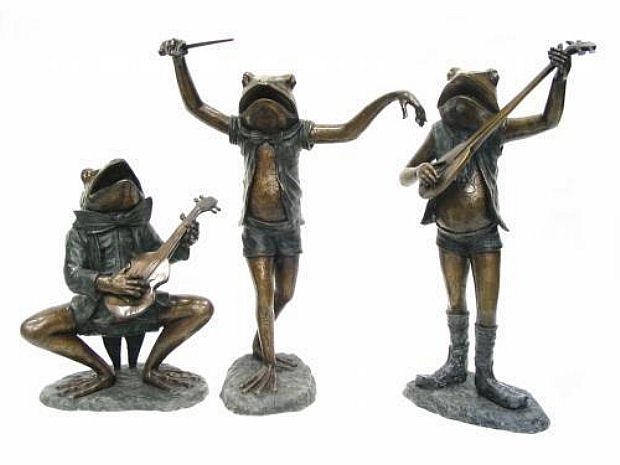 Set of 3 Frog Musician Statues