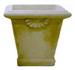 Small Estate Square Planter with Shell Accents, stone garden pots