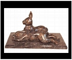 Bronze Rabbits on Marble Base