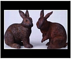 Set of Large Brown Bunny Statues