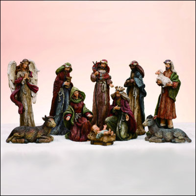 Indoor Nativity Set with Inscriptions