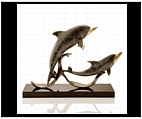 Dolphins on Marble Base Sculpture