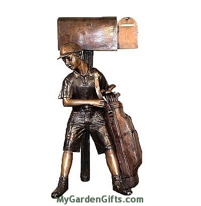 Golfer Boy Mailbox Sculpture