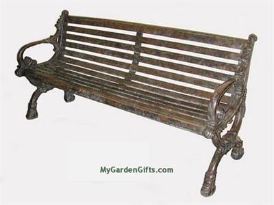 Virginia's Bronze Bench with Backrest