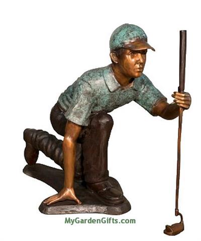 Large Kneeling Golfer Sculpture