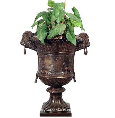 Medina Lion Head Planter in Bronze