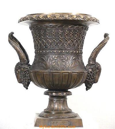 Royal Bronze Urn with Ram's Head