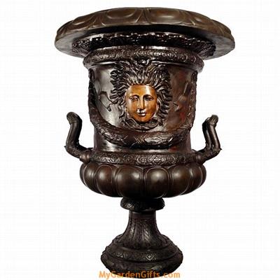 Large Estate Garden Urn with Face Designs