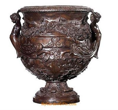 Garland Urn with Cherubs - Bronze