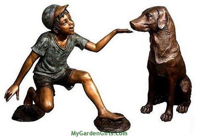 Boy and His Dog Sculpture