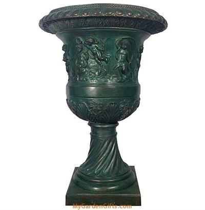 Large Angel Urn with Patterned Rim