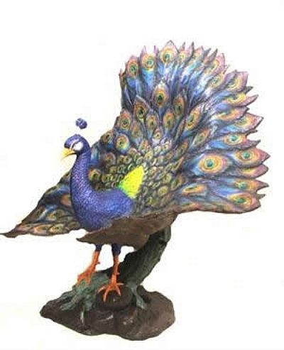 Large Peacock Sculpture - Bronze