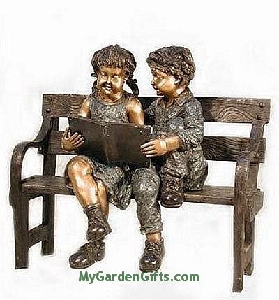 Reading Boy and Girl Sculpture