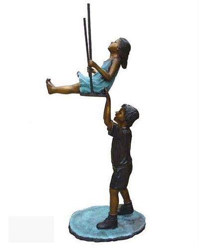 Brother Swinging Sister Life Size Sculpture