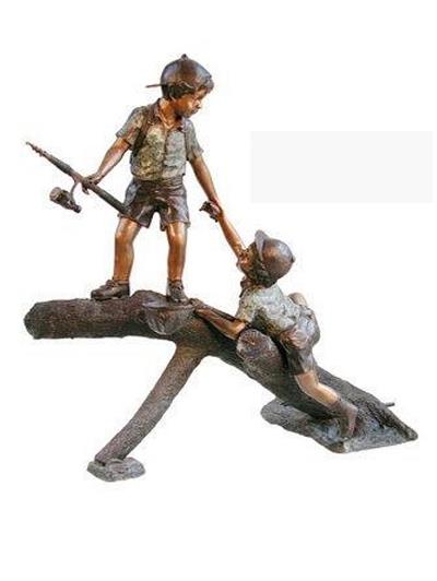 Fishing Brothers - Large Boy Sculpture