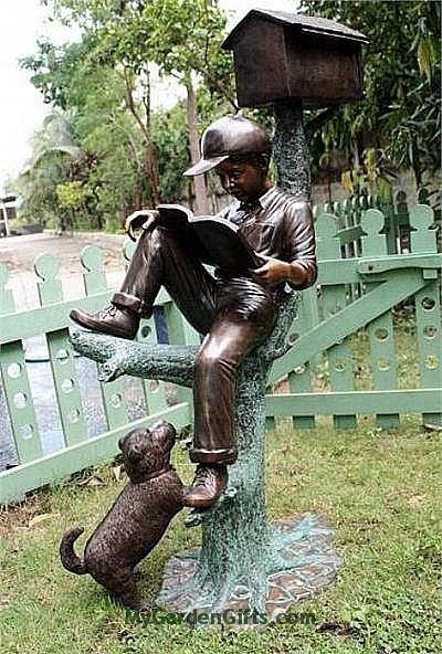 Reading Boy MailBox Statue - Life Size