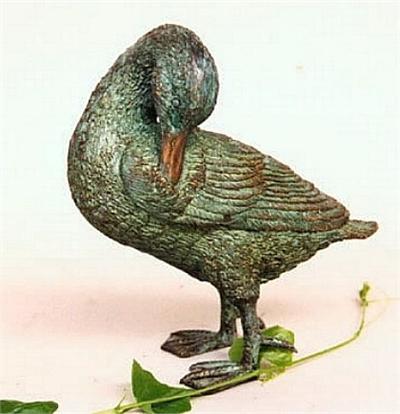 Preening Duck Sculpture