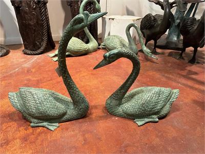 Bronze Geese Sculptures Set