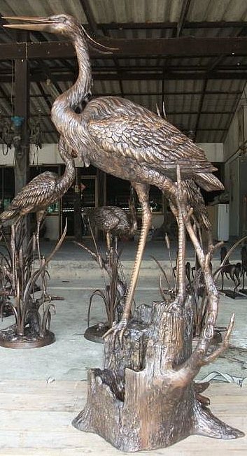 Attentive Heron Sculpture