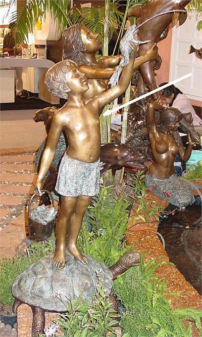 Large Boy Fountain Spitter Statue with Frog