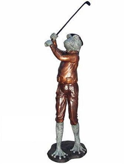 Tough Golfer Frog Statue