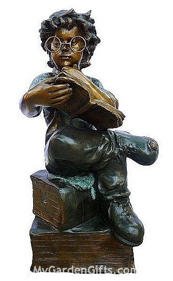 Little Genius Reading Boy Statue