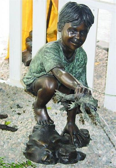 Brad's Time at the Pond Boy Fountain Statue