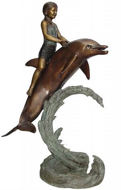 Playing with Dolphin Fountain Statue