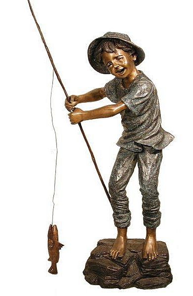 Joyous Fishing Boy Sculpture