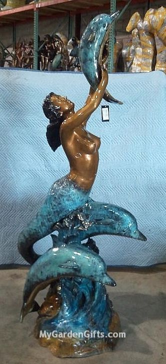 Mermaid with Dolphins Fountain Sculpture