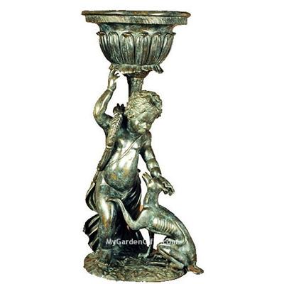 Antique Boy with Greyhound Bronze Urn