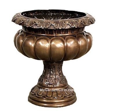 Bronze Tudor Urn with Leaf Designs