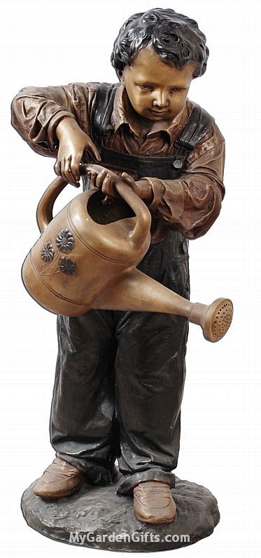 Daddy's Little Gardener Boy Fountain Sculpture