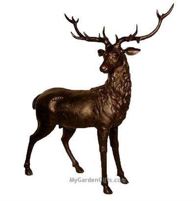 Life Size Attentive Male Deer Sculpture