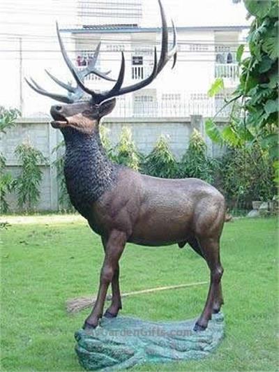 Standing Elk on Boulder Bronze Sculpture