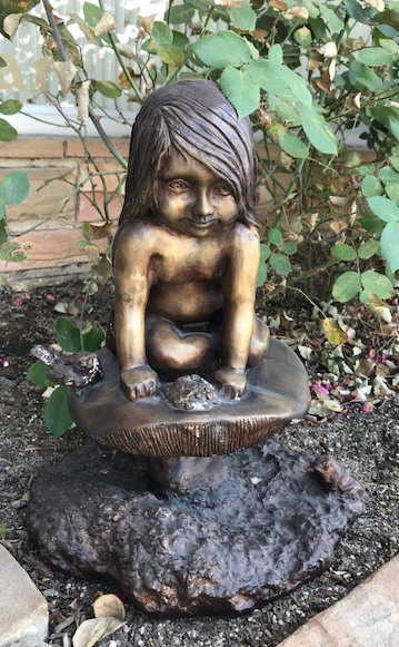 Little Mushroom Girl Bronze Sculpture