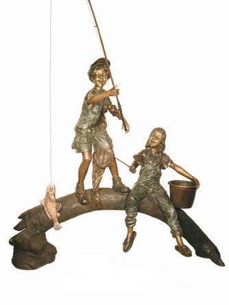 Looking to Fish Bronze Children Sculpture