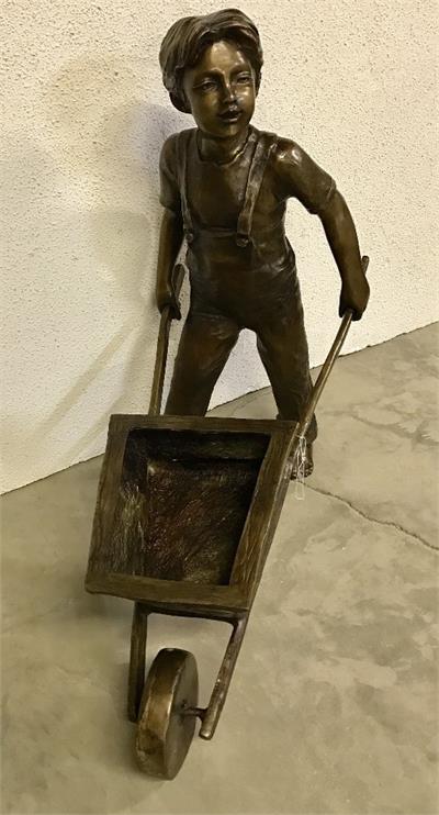 Little Garden Boy Bronze Statue